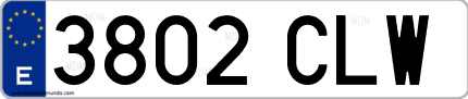 Ejemplo de matrícula de coche ordinaria 3802 CLW