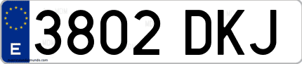 Ejemplo de matrícula de coche ordinaria 3802 DKJ
