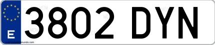 Ejemplo de matrícula española 3802 DYN