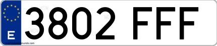 Ejemplo de matrícula española 3802 FFF