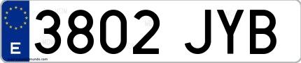 Ejemplo de matrícula española 3802 JYB