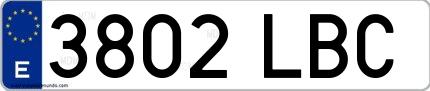 Ejemplo de matrícula de coche ordinaria 3802 LBC