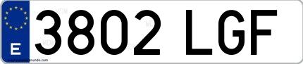 Ejemplo de matrícula española 3802 LGF