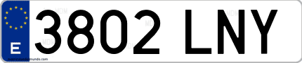 Ejemplo de matrícula de coche ordinaria 3802 LNY