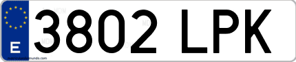 Ejemplo de matrícula de coche ordinaria 3802 LPK