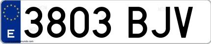 Ejemplo de matrícula española 3803 BJV