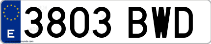 Ejemplo de matrícula de coche ordinaria 3803 BWD