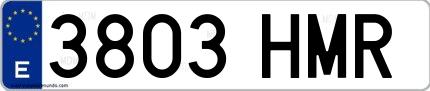 Ejemplo de matrícula española 3803 HMR