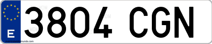 Ejemplo de matrícula de coche ordinaria 3804 CGN