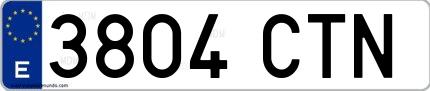 Ejemplo de matrícula española 3804 CTN