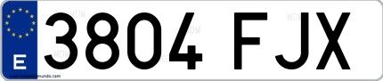Ejemplo de matrícula española 3804 FJX
