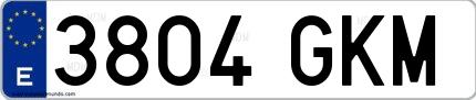 Ejemplo de matrícula española 3804 GKM