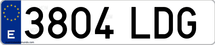 Ejemplo de matrícula de coche ordinaria 3804 LDG