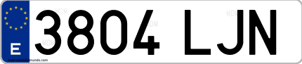 Ejemplo de matrícula de coche ordinaria 3804 LJN