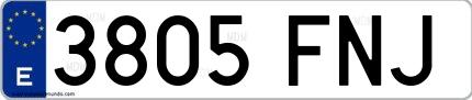Ejemplo de matrícula española 3805 FNJ