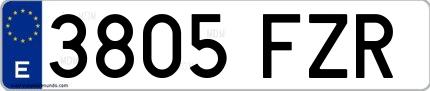 Ejemplo de matrícula española 3805 FZR