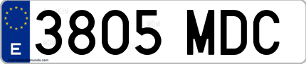 Ejemplo de matrícula de coche ordinaria 3805 MDC