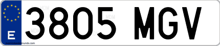Ejemplo de matrícula de coche ordinaria 3805 MGV