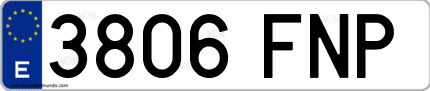 Ejemplo de matrícula de coche ordinaria 3806 FNP
