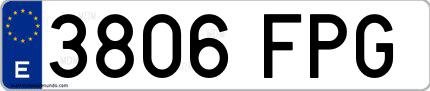 Ejemplo de matrícula española 3806 FPG