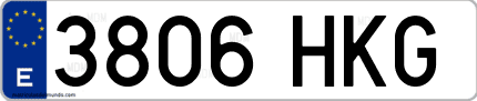 Ejemplo de matrícula de coche ordinaria 3806 HKG