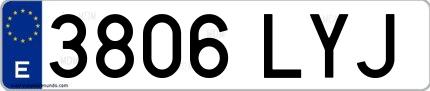 Ejemplo de matrícula española 3806 LYJ