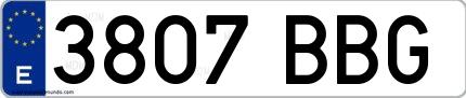 Ejemplo de matrícula española 3807 BBG