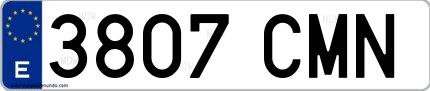 Ejemplo de matrícula española 3807 CMN