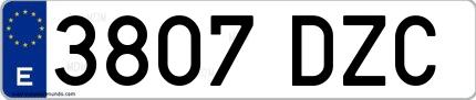 Ejemplo de matrícula española 3807 DZC