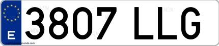 Ejemplo de matrícula española 3807 LLG