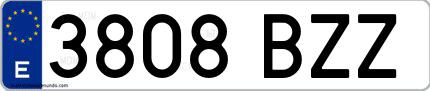 Ejemplo de matrícula española 3808 BZZ