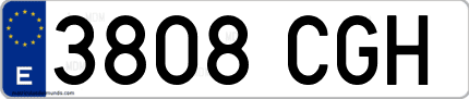 Ejemplo de matrícula de coche ordinaria 3808 CGH