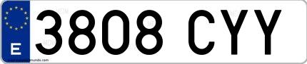 Ejemplo de matrícula española 3808 CYY