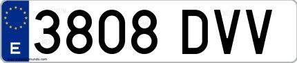 Ejemplo de matrícula española 3808 DVV