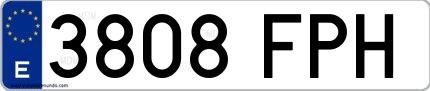 Ejemplo de matrícula española 3808 FPH