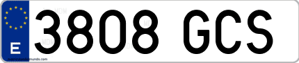Ejemplo de matrícula de coche ordinaria 3808 GCS
