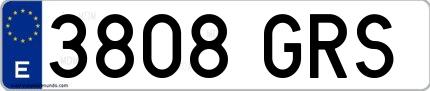 Ejemplo de matrícula española 3808 GRS