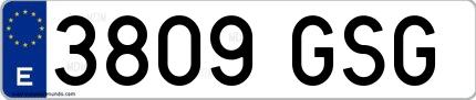 Ejemplo de matrícula española 3809 GSG