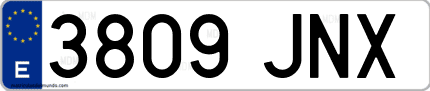 Ejemplo de matrícula de coche ordinaria 3809 JNX