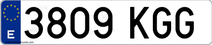 Ejemplo de matrícula de coche ordinaria 3809 KGG