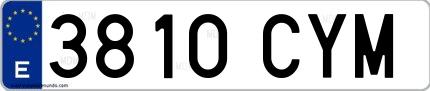 Ejemplo de matrícula española 3810 CYM
