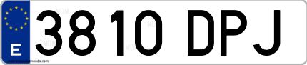 Ejemplo de matrícula de coche ordinaria 3810 DPJ