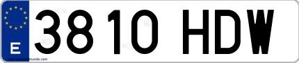 Ejemplo de matrícula española 3810 HDW