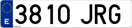 Ejemplo de matrícula de coche ordinaria 3810 JRG