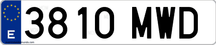 Ejemplo de matrícula de coche ordinaria 3810 MWD