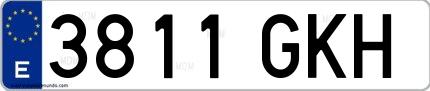 Ejemplo de matrícula española 3811 GKH