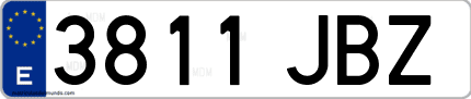 Ejemplo de matrícula de coche ordinaria 3811 JBZ