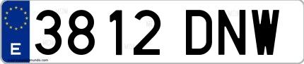 Ejemplo de matrícula española 3812 DNW