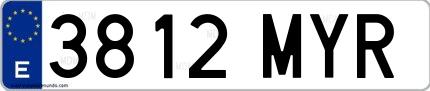 Ejemplo de matrícula española 3812 MYR