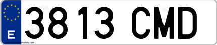 Ejemplo de matrícula de coche ordinaria 3813 CMD